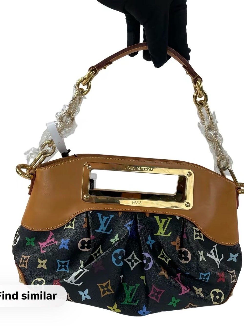 Louis Vuitton Black Multicolor Monogram Brown Trim Shoulder Bag